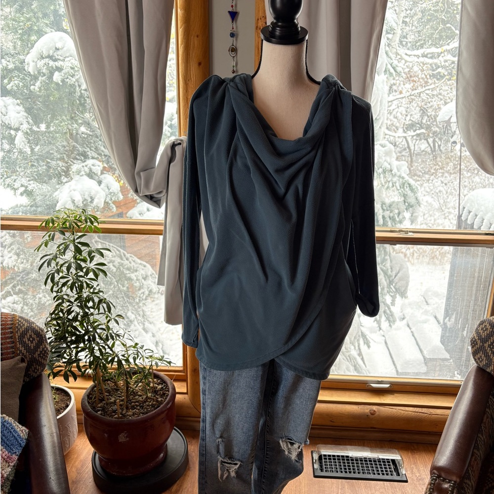 Athleta Dark Gray Drape Sweatshirt